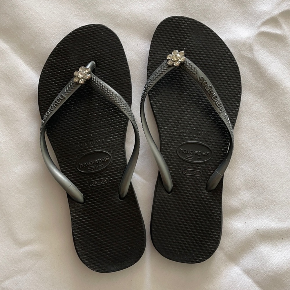 Swarovski crystal slim havaianas flip flops